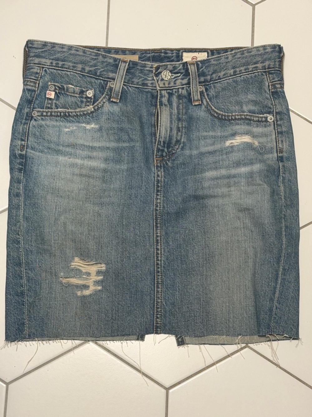 AG Adriano Goldschmied The Erin Denim Skirt in Light Blue